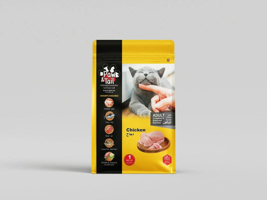 Paw & Tail | 1 Kilogram Bag (Chicken Flavor) - Food for Adult Cats - Paw & Tail