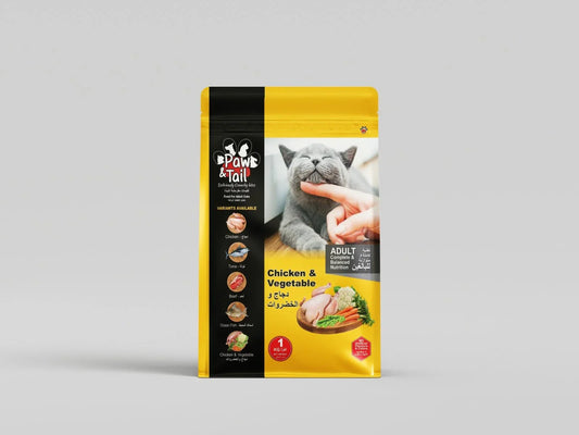 Paw & Tail | 1 Kilogram Bag (Chicken & Vegetable Flavor) - Food for Adult Cats - Paw & Tail