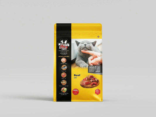 Paw & Tail | 450 Grams Bag (Beef Flavor) - Food for Adult Cats - Paw & Tail