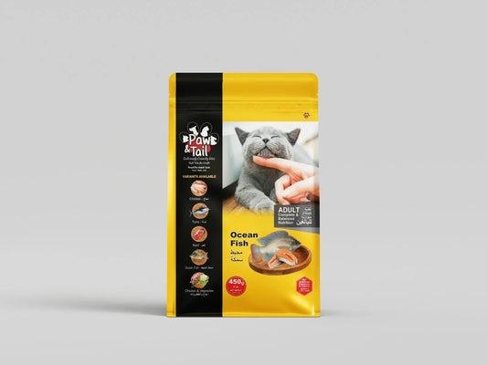 Paw & Tail | 450 Grams Bag (Ocean Fish Flavor) - Food for Adult Cats - Paw & Tail